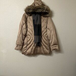 a.n.a Tan Quilted Jacket with scarf